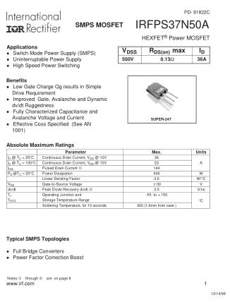 場效應管irfps37n50a生產廠家
