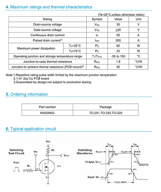 50n03參數,?50n03mos管 50n03參數,?50n03mos管