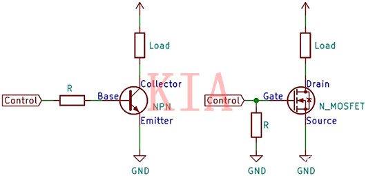 高邊、低邊晶體管開(kāi)關(guān)及電路解析 -KIA MOS管