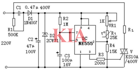 溫度控制器電路圖,溫控電路分享-KIA MOS管