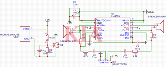 藍牙音箱電路詳解,藍牙音箱電路原理圖-KIA MOS管