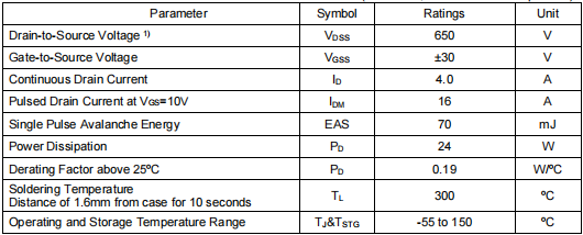 4n65場效應管,650v4a